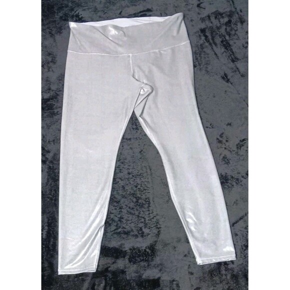 Old Navy Pants - Old Navy Active Powersoft Extra High Rise Leggings 2XL Silver Blue Shimmer Yoga